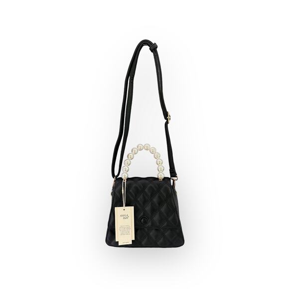 Kayla + Ava Quilted Vegan Leather Crossbody Bag w/ Pearl Handle NWT | Glam Class - Picture 2 of 7